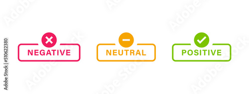Positive and negative neutral label banner button with check mark icon sign, checkmark tick and cross sign checkbox icons