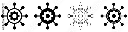 Project management vector icon set. business process illustration sign collection. connection symbol.
