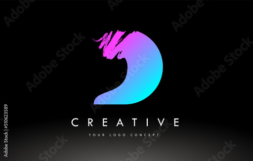D Brushed Letter Logo. Black Brush Letters design with Brush stroke design.