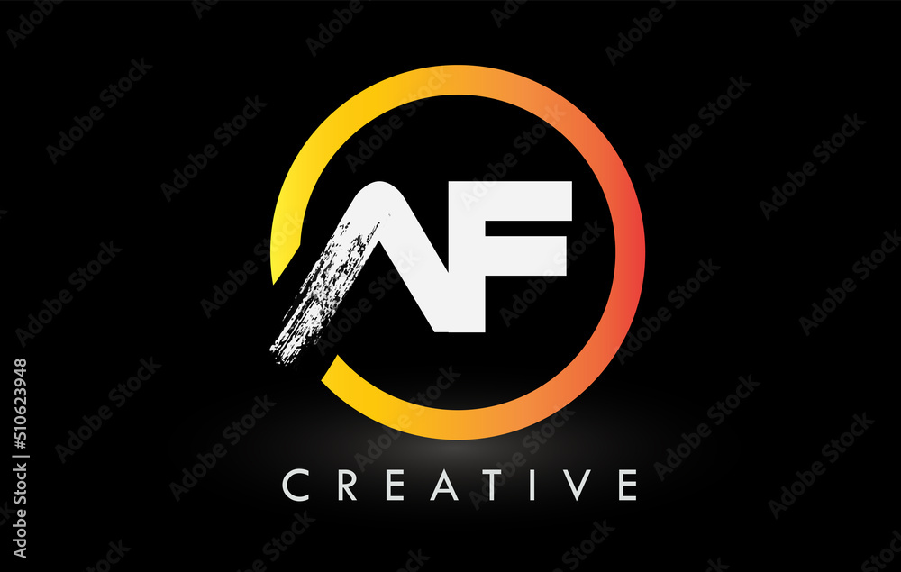 Circular White AF Brush Letter Logo Design. Creative Brushed Letters Icon Logo. Circular White AF Brush Letter Logo Design. Creative Brushed Letters Icon Logo.
