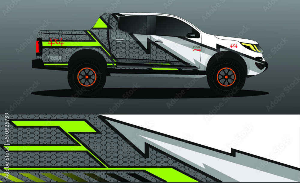 Car decal wrap design, truck and cargo van wrap vector. Graphic abstract stripe designs for vehicle, race, advertisement, adventure and livery car