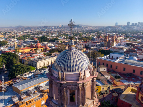 An aerial view of Queretaro City, Mexico. Drone photo in the morning in City center photo