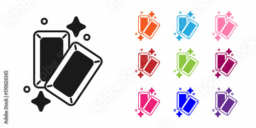 Black Gold bars icon isolated on white background. Banking business concept. Set icons colorful. Vector