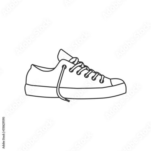 Sneaker icon. Outline vector sport shoe isolated on white background. Vector illustration