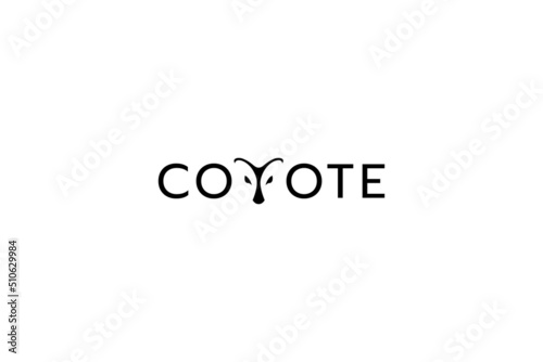 coyote logo with coyote lettering with coyote face as letter "Y".