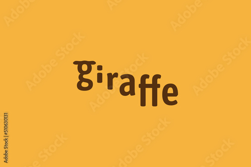 giraffe logo with giraffe letttering that forms the head and neck of a giraffe. photo