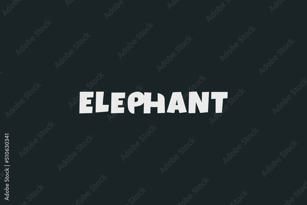 elephant logo, elephant lettering with a hidden elephant as letter 