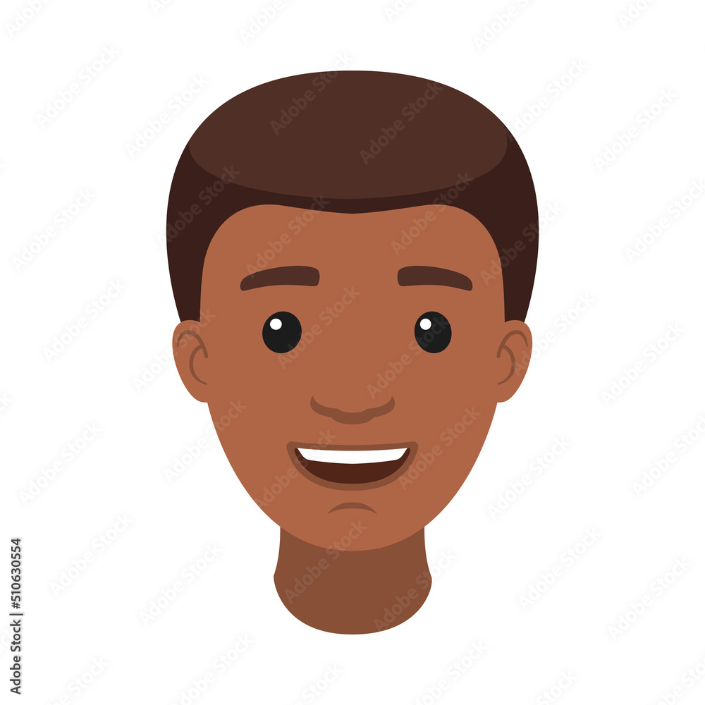 Handsome African American Man Character Smiling Face Demonstrating Emotion Vector Illustration Handsome African American Man Character Smiling Face Demonstrating Emotion Vector Illustration
