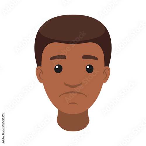 Handsome African American Man Character with Sad Face Demonstrating Emotion Vector Illustration