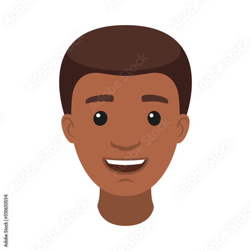 Handsome African American Man Character Smiling Face Demonstrating Emotion Vector Illustration