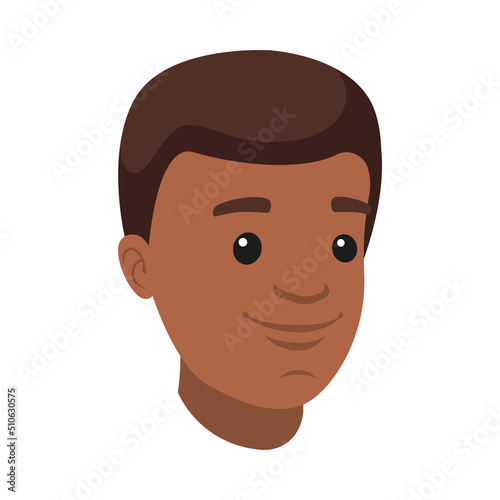 Handsome African American Man Character Smiling Face Demonstrating Emotion Vector Illustration