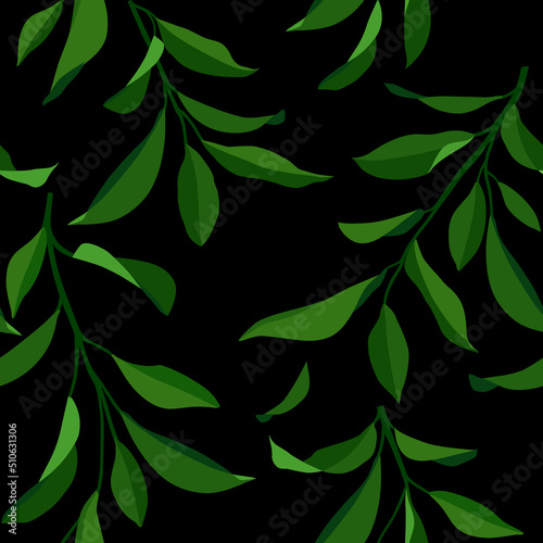 Seamless summer pattern with leaves. Vector elegant floral background.