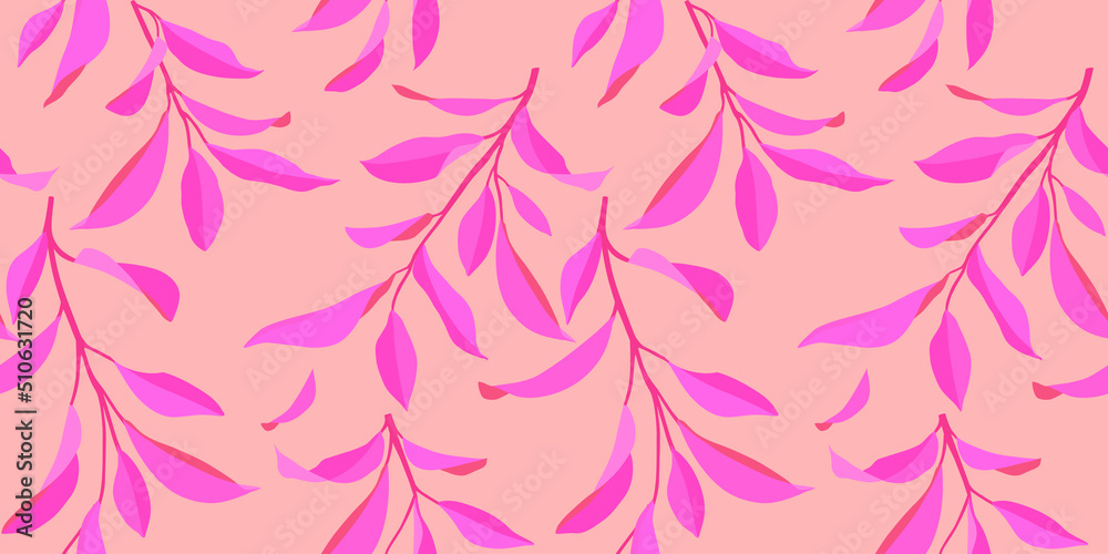 Seamless summer pattern with leaves. Vector elegant floral background.