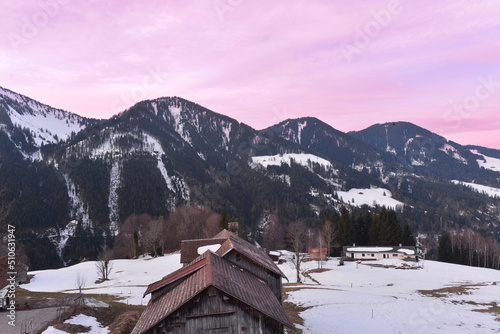 Sonnenuntergang in Laterns, Vorarlberg (Österreich) 