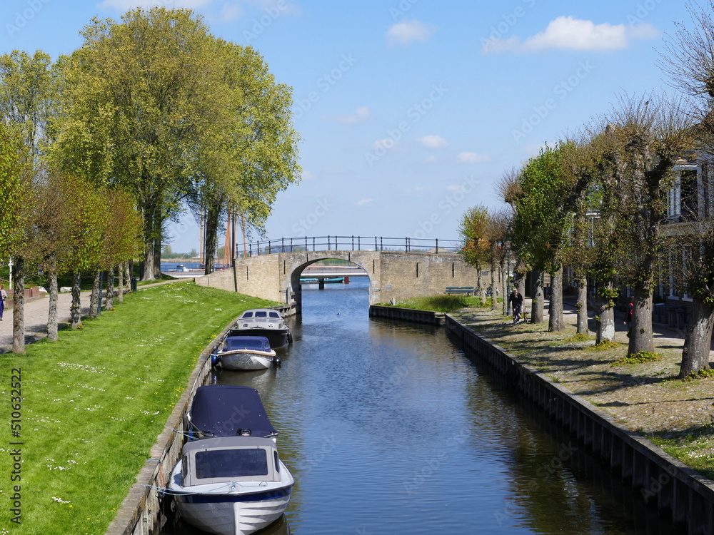 Canal through (Dutch) Sloten (Frisian) Sleat, Friesland, Netherlands