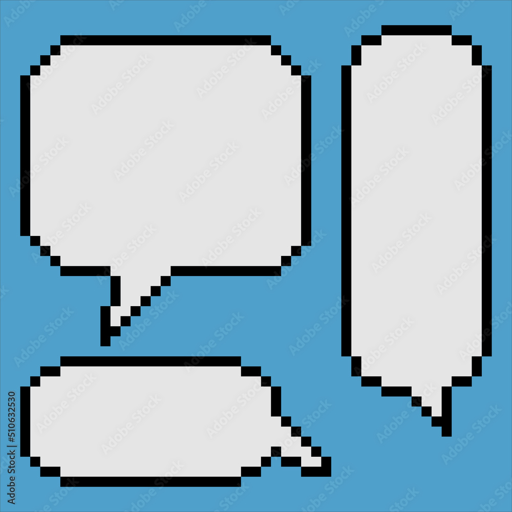 Speech bubble, place for text boxes with pixel art. Vector illustration. Speech bubble, place for text boxes with pixel art. Vector illustration.