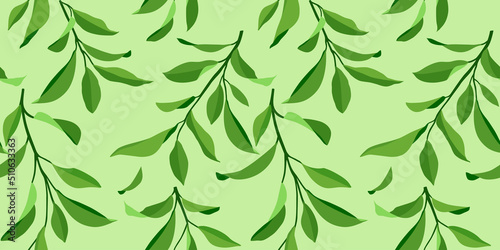 Seamless summer pattern with leaves. Vector elegant floral background.