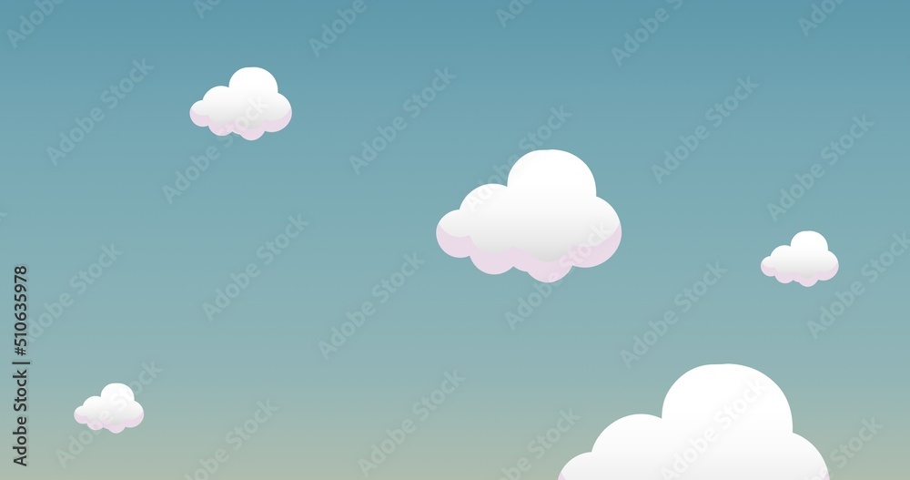 Vector image of white clouds on blue background, copy space