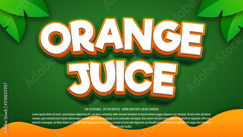 Orange juice 3d style editable text effect