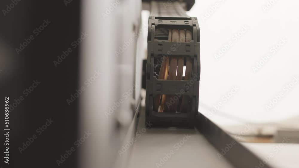Closeup of work of woodworking CNC machine used for cutting and carving wood Closeup of work of woodworking CNC machine used for cutting and carving wood