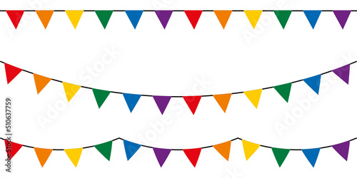 LGBT flags garlands with pennants. Vector buntings set.