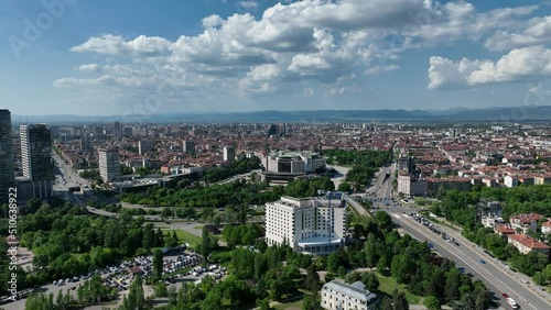 The National Palace of Culture. Congress Centre Sofia NDK. Aerial view of park photo