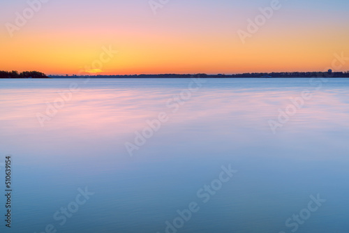 View of the lake Veluwemeer during sunrise