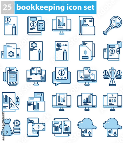 elegant and simple bookkeeping icon set