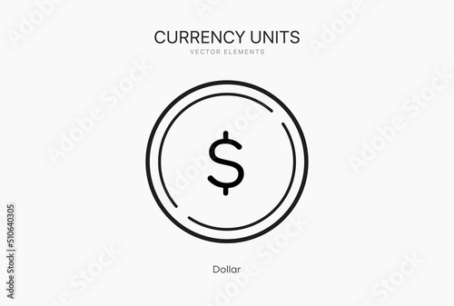 Line flat Dolar icon symbol vector isolated on white background. Dollar sign symbol. Money icon. Currency unit.