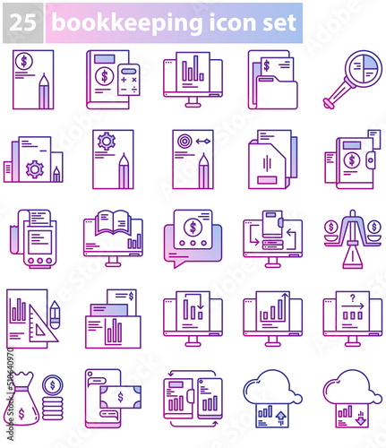 elegant and simple bookkeeping icon set