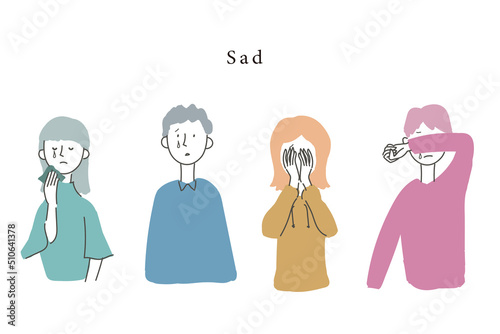 悲しい表情の男性と女性のイラスト