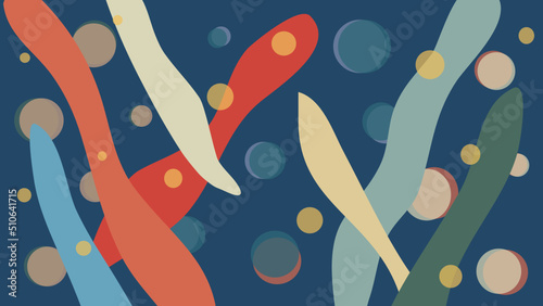 Bubbles seaweeds vintage colors background