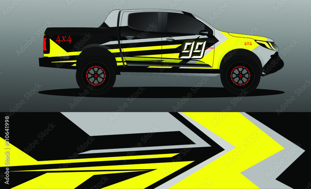 Car decal wrap design, truck and cargo van wrap vector. Graphic abstract stripe designs for vehicle, race, advertisement, adventure and livery car