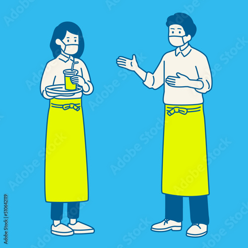 waiter and waitress in restaurant 