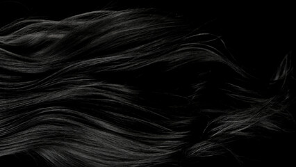 Closeup on luxurious straight and glossy black hair