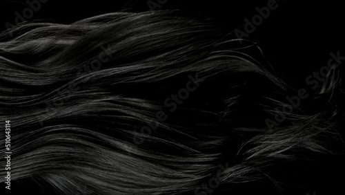 Фотография Closeup on luxurious straight and glossy black hair