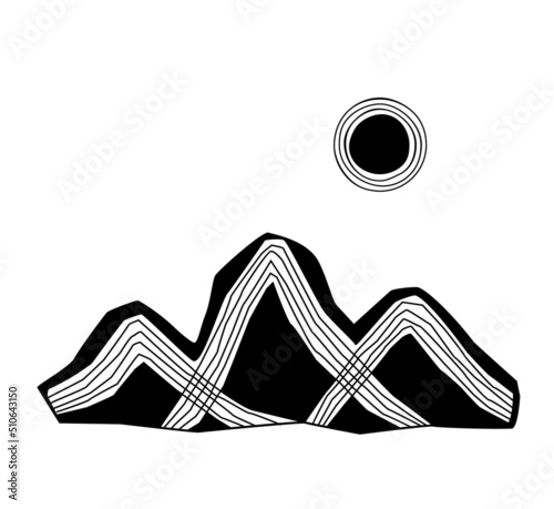 abstract mountains graphic, isolated vector illustration