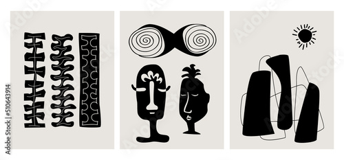 abstract  shapes and forms modern wall art poster set, vector illustration graphic prints