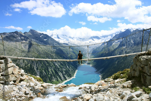 Hängebrücke an der Olperer Hütte, Zillertal, Tirol, Österreich