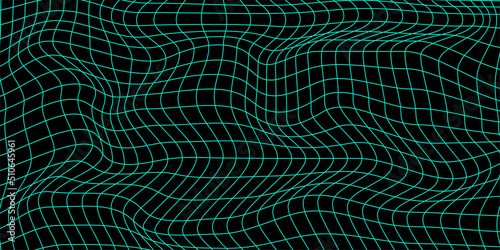 Abstract distorted wireframe wave. Vector curve surface background. Technology grid pattern. Mesh wave.