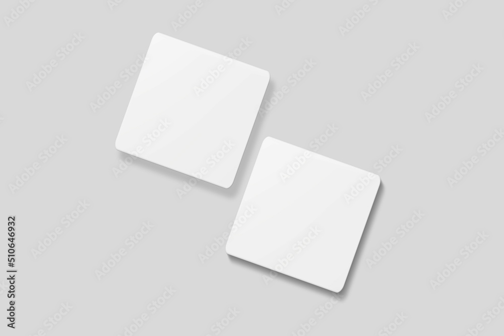 Blank square business card for mockup. 3D Render.