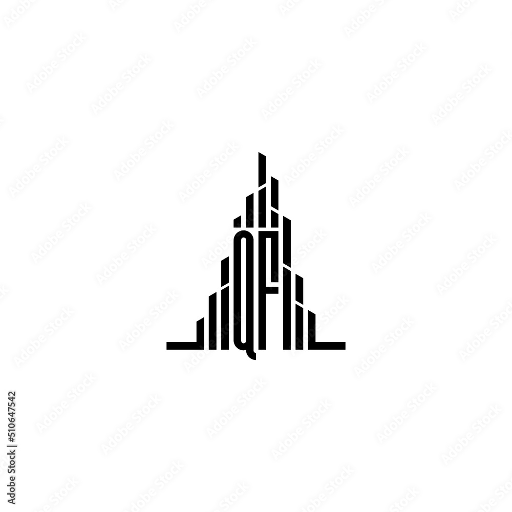 QF skyscraper line logo initial concept with high quality logo design ...