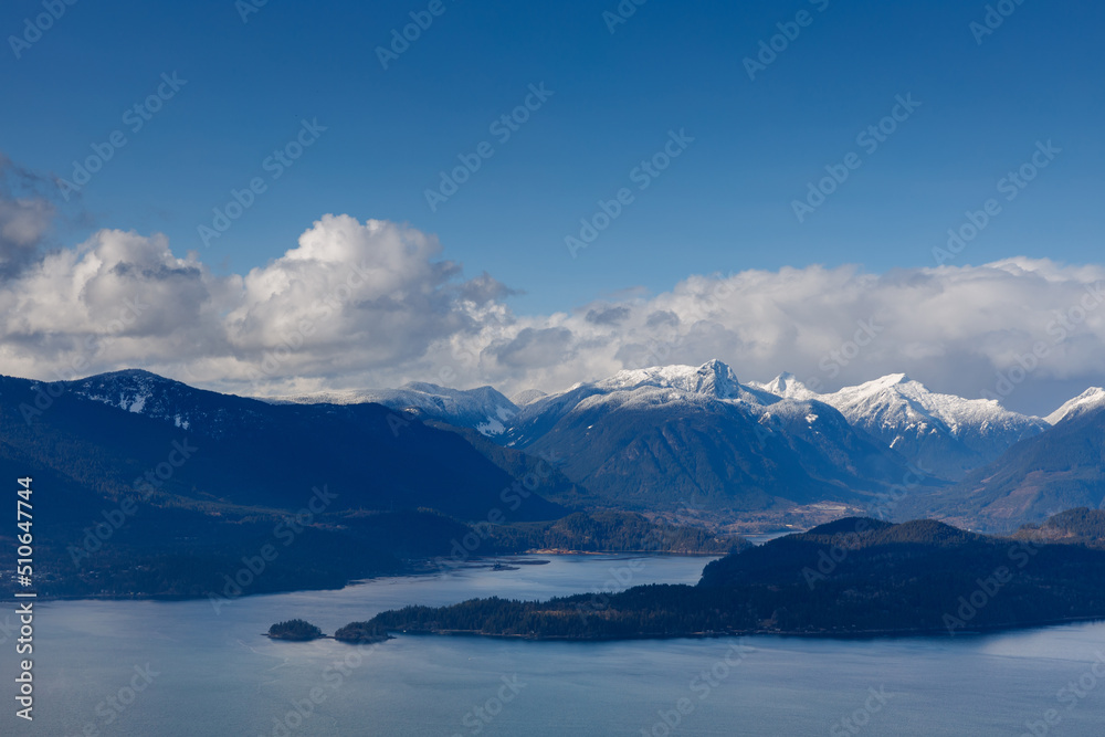 view of Coast Mountains from Mt. Gardner on Bowen island