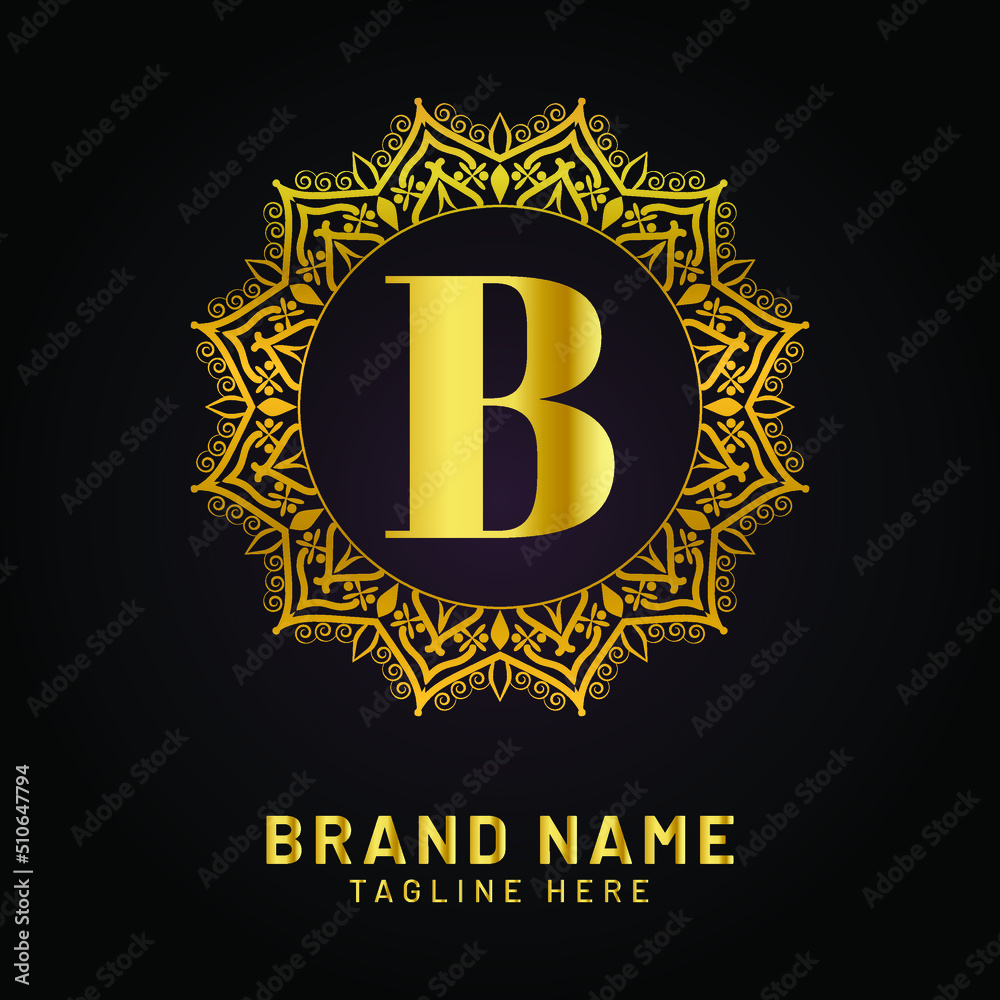 Naklejka premium luxury letter b logo with golden color