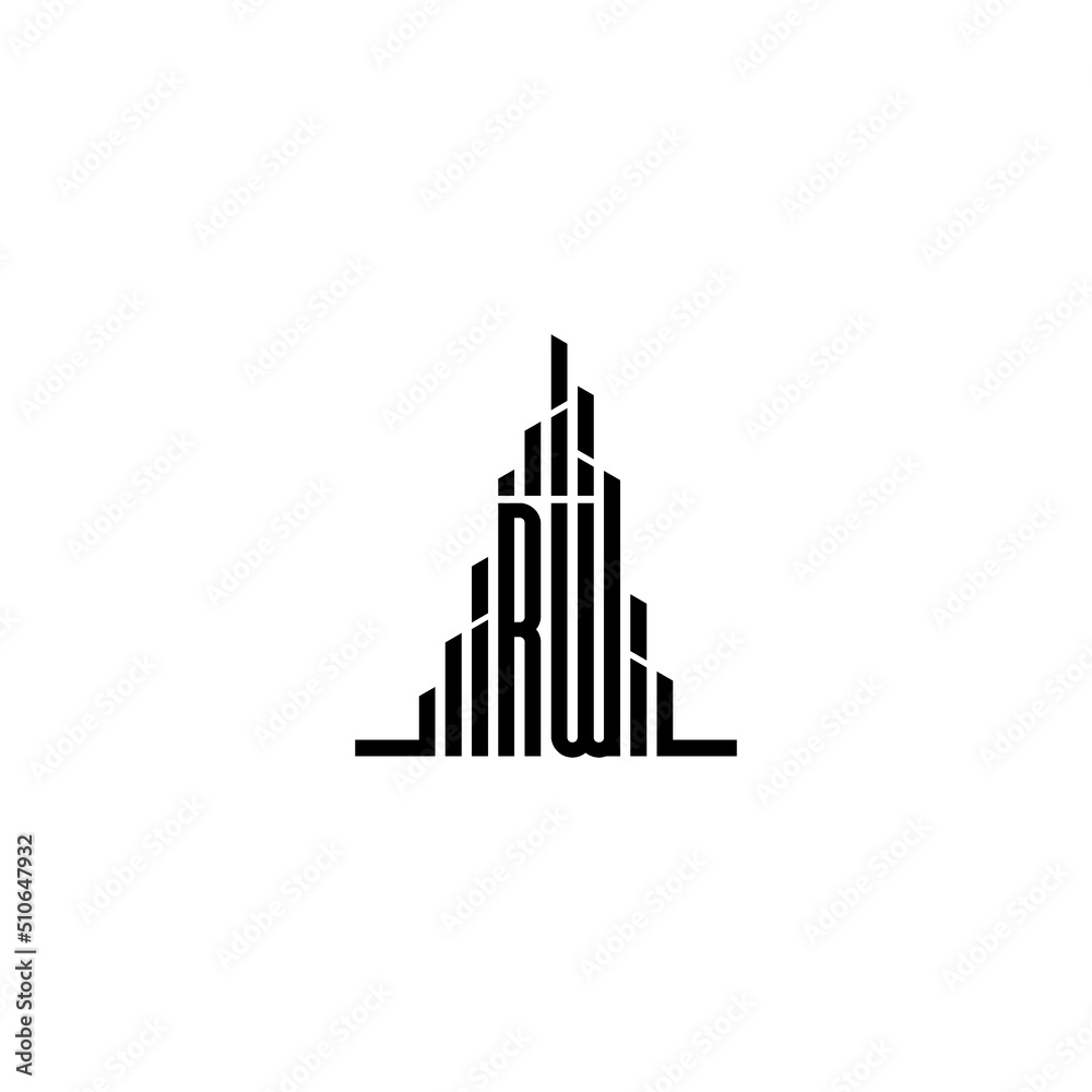 RW skyscraper line logo initial concept with high quality logo design ...