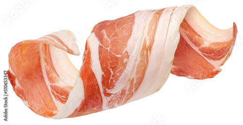 Obraz na płótnie Bacon strip roll isolated on white background