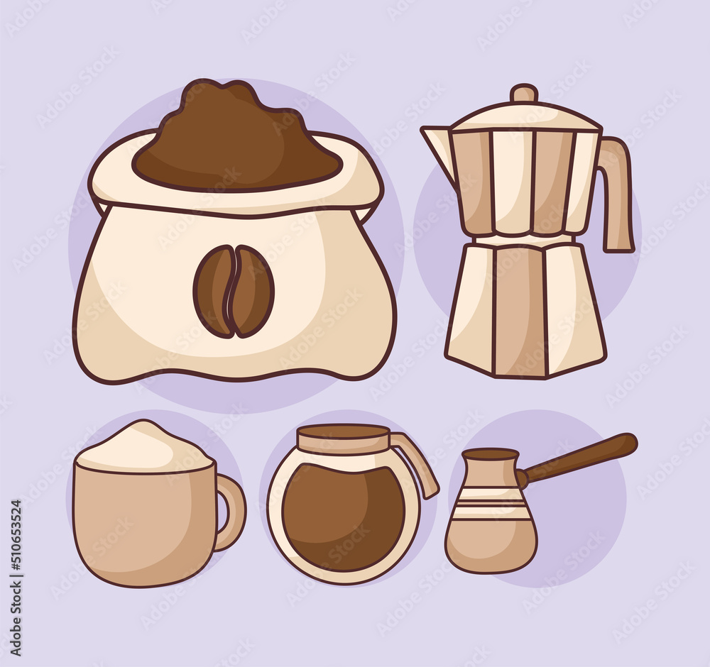 five coffee icons five coffee icons