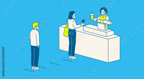 people practice social distance in public
