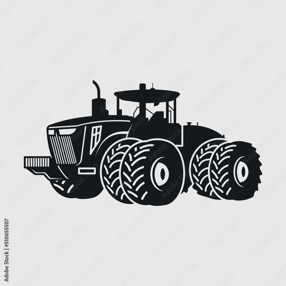 Vettoriale Stock Tractor Silhouette SVG Cut File, Farm Tractor Svg
