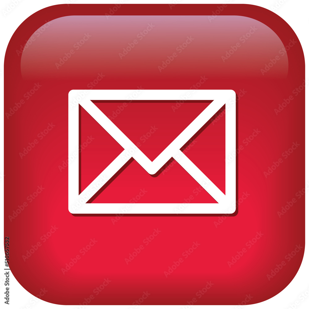 red email icon button on white red email icon button on white